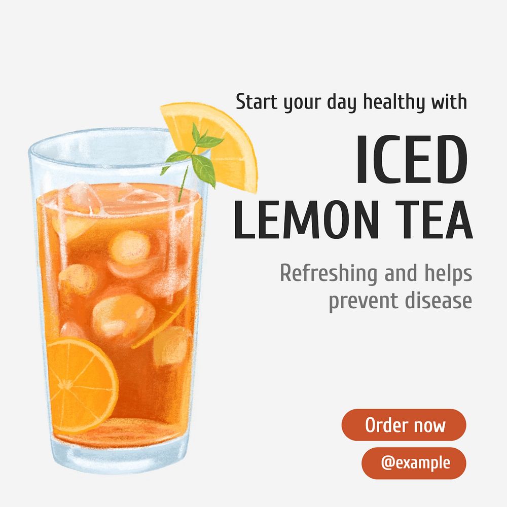 Iced lemon tea Instagram post template, editable text