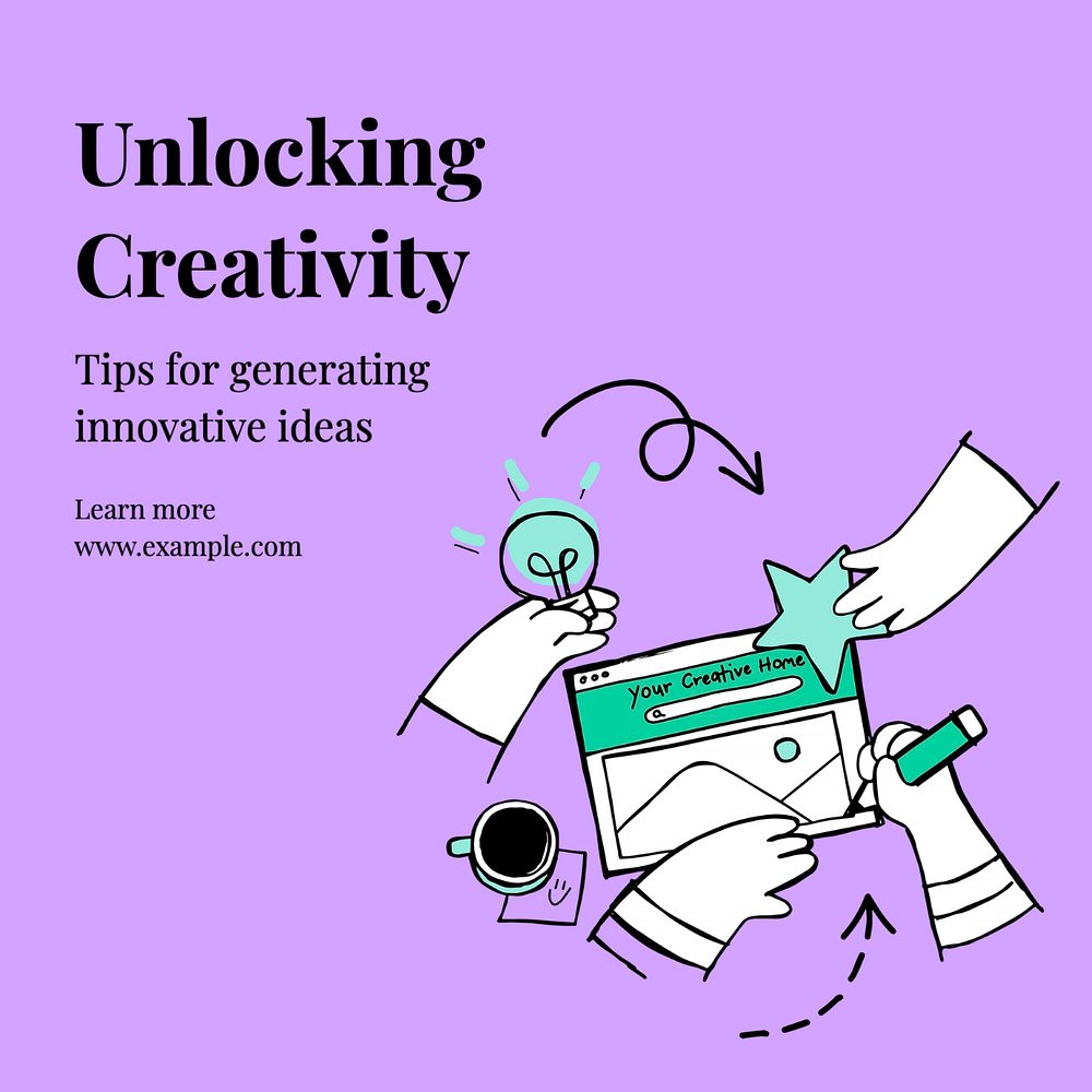 Unlocking creativity Instagram post template, editable text