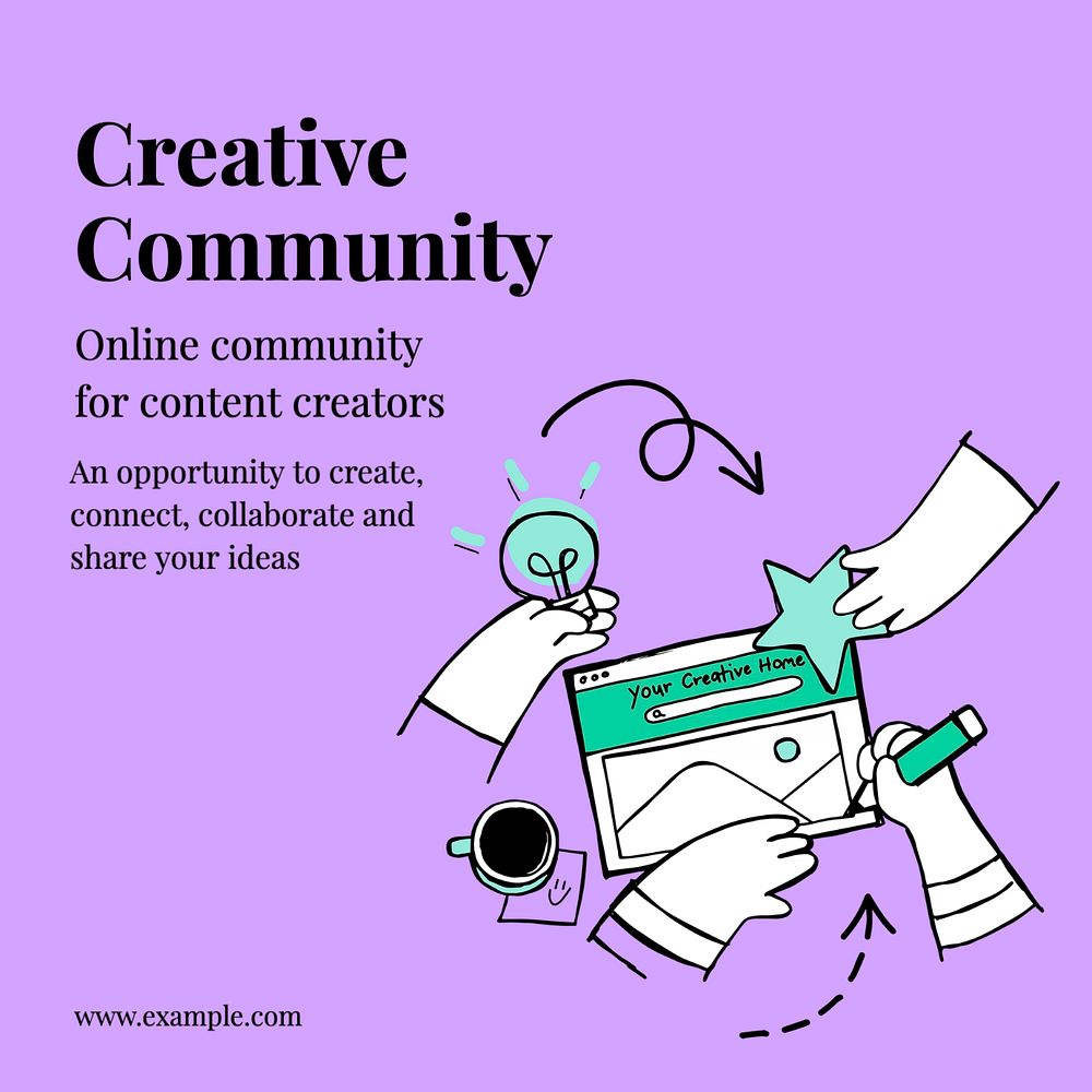 Creative Community Instagram post template, editable text