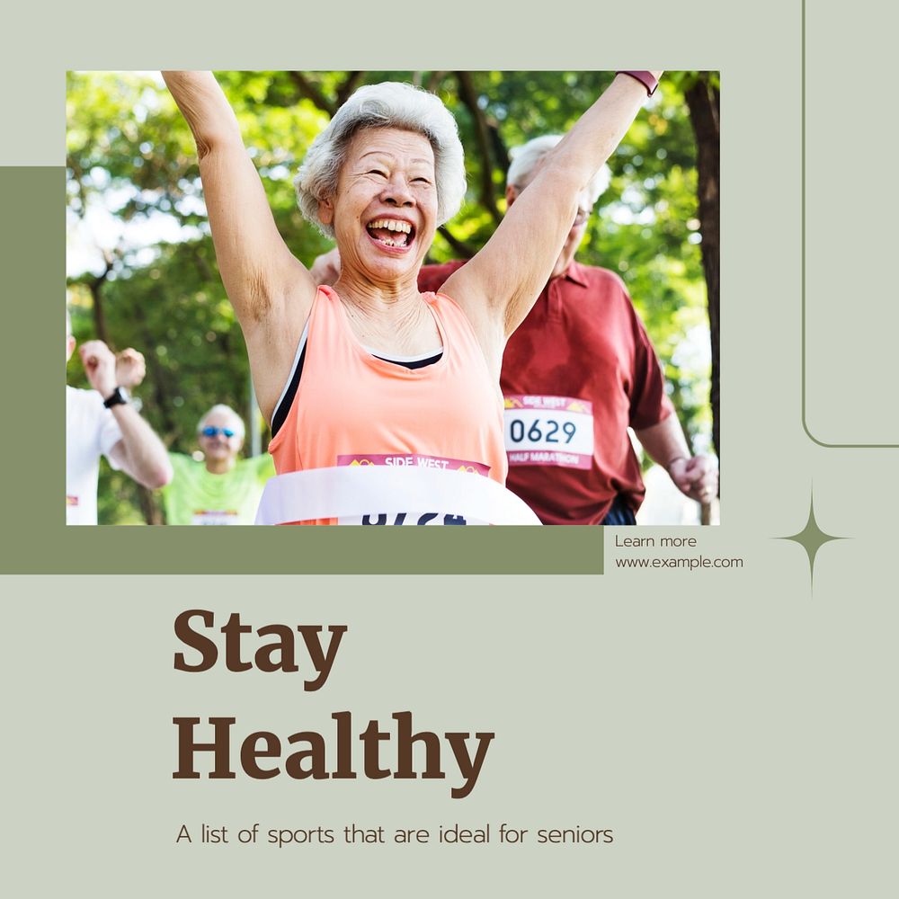 Stay healthy Instagram post template, editable text