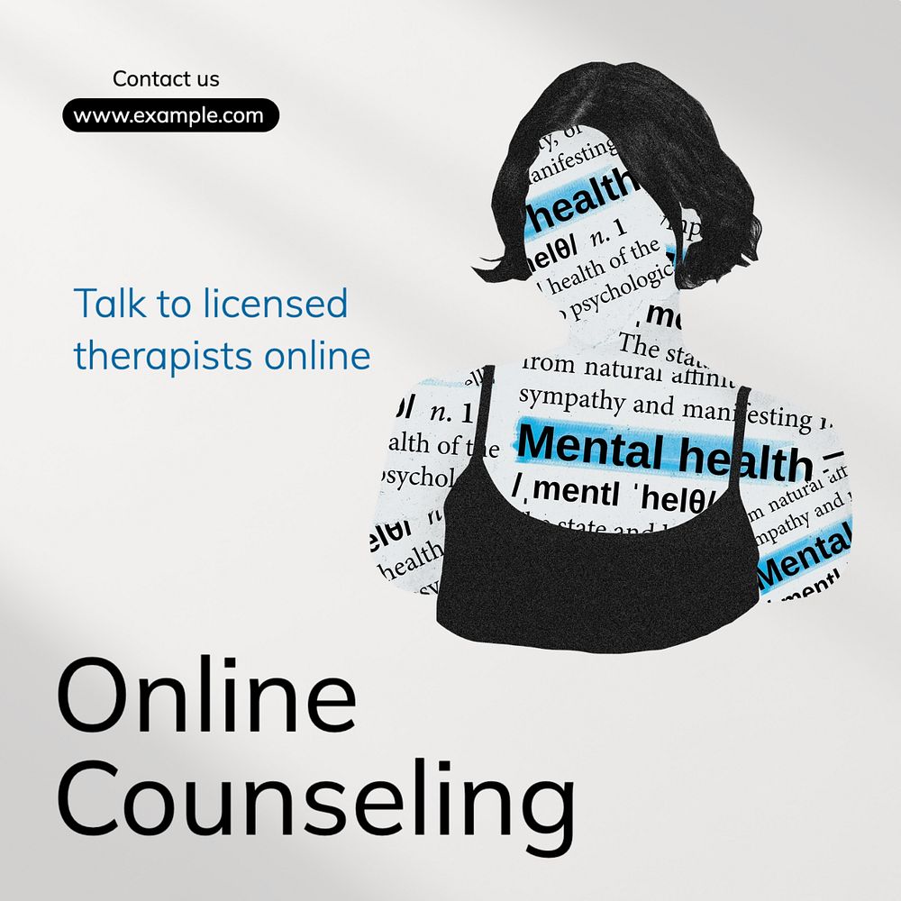 Online counseling Instagram post template, editable text