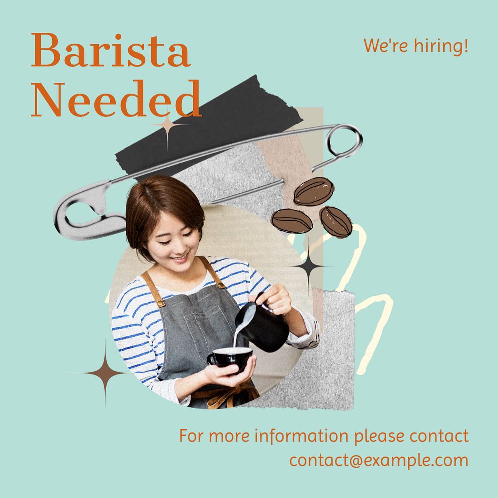 Barista needed Instagram post template, editable text