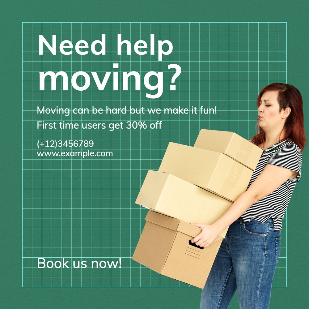 Moving day Instagram post template, editable text