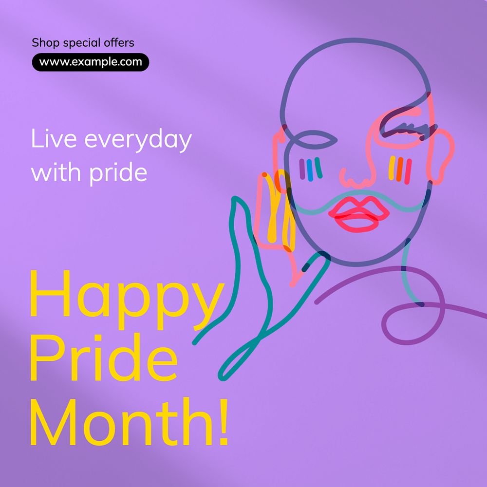 Happy Pride Month Instagram post template, editable text