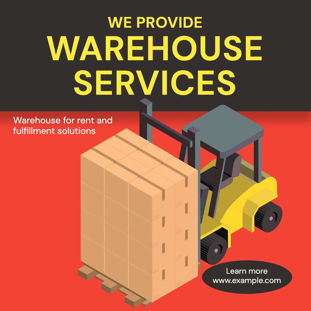 Warehouse services Instagram post template, editable text