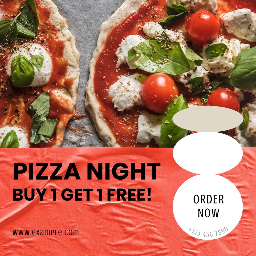 Pizza night  Instagram post template, editable text