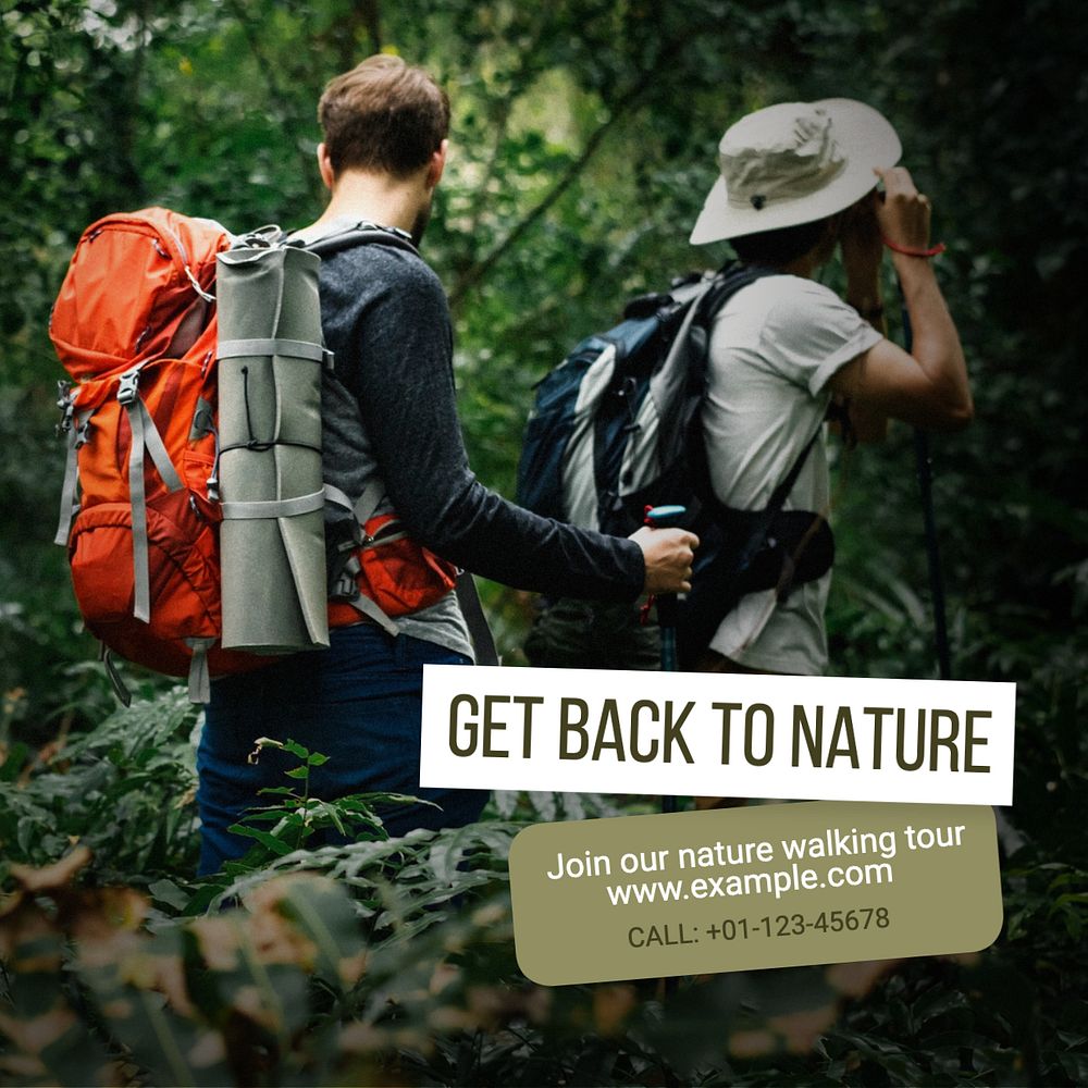 Get back to nature Instagram post template, editable text