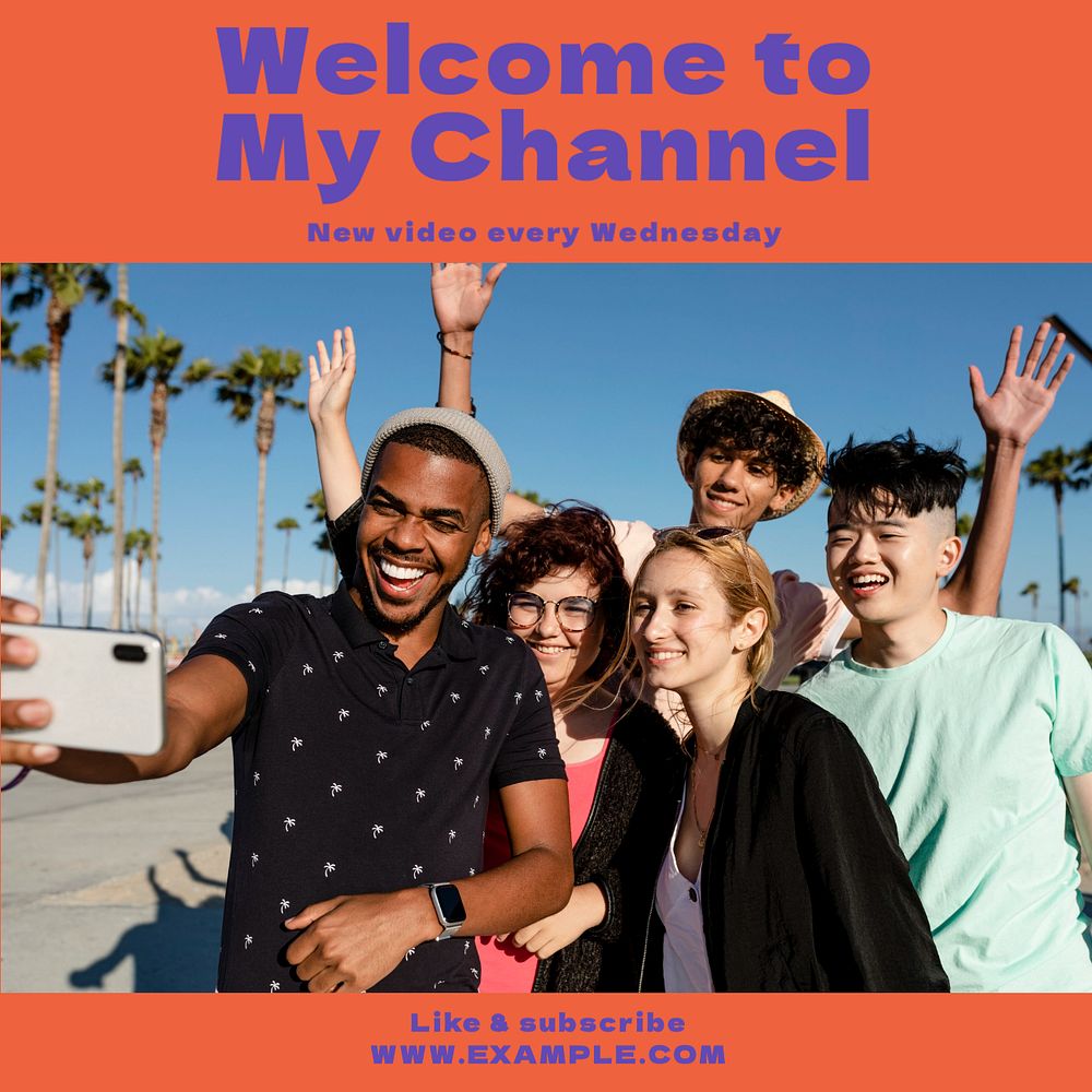 Welcome to my channel Instagram post template, editable text