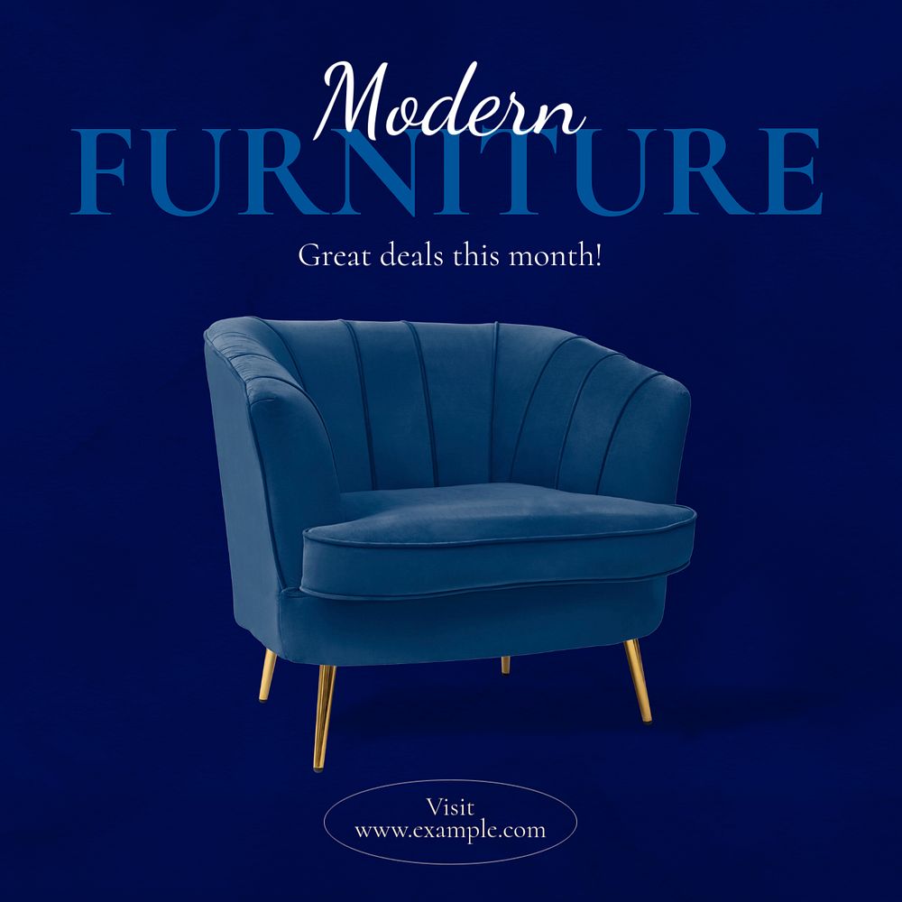 Modern furniture Instagram post template, editable text