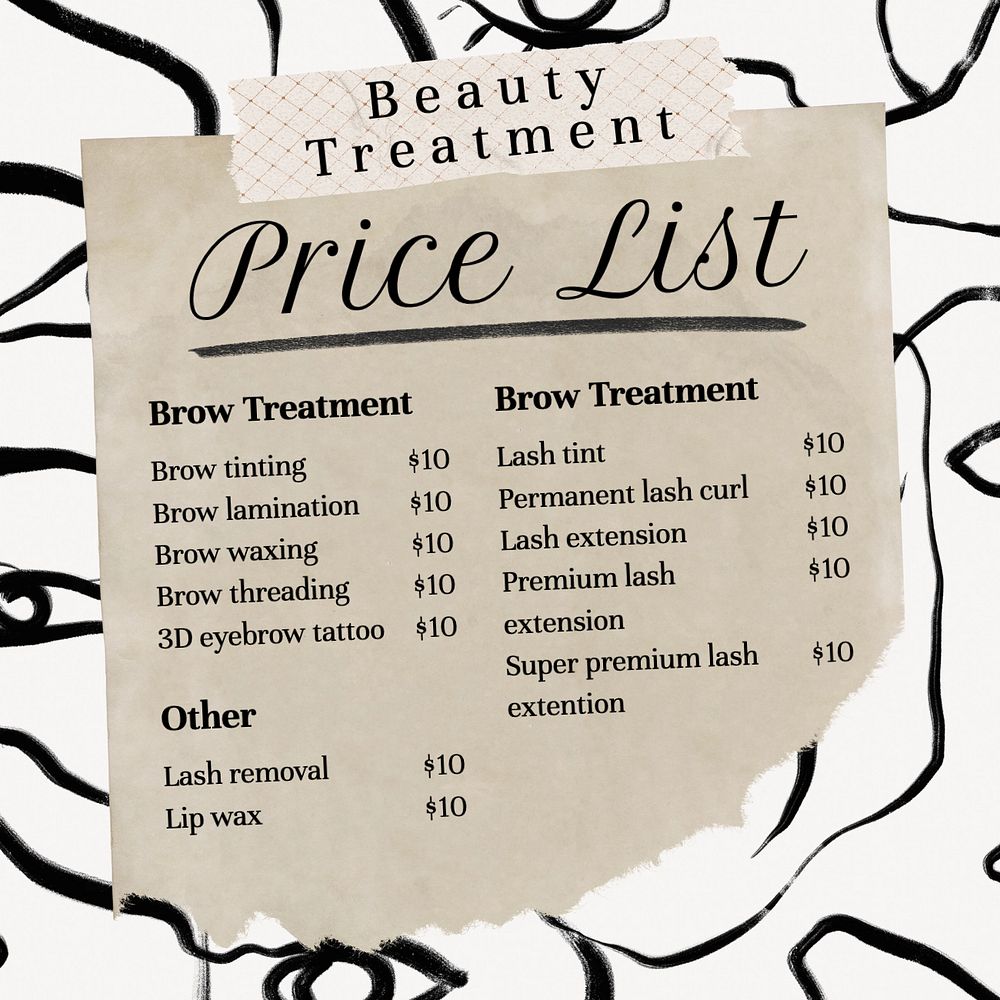 Beauty treatment Instagram post template, editable text