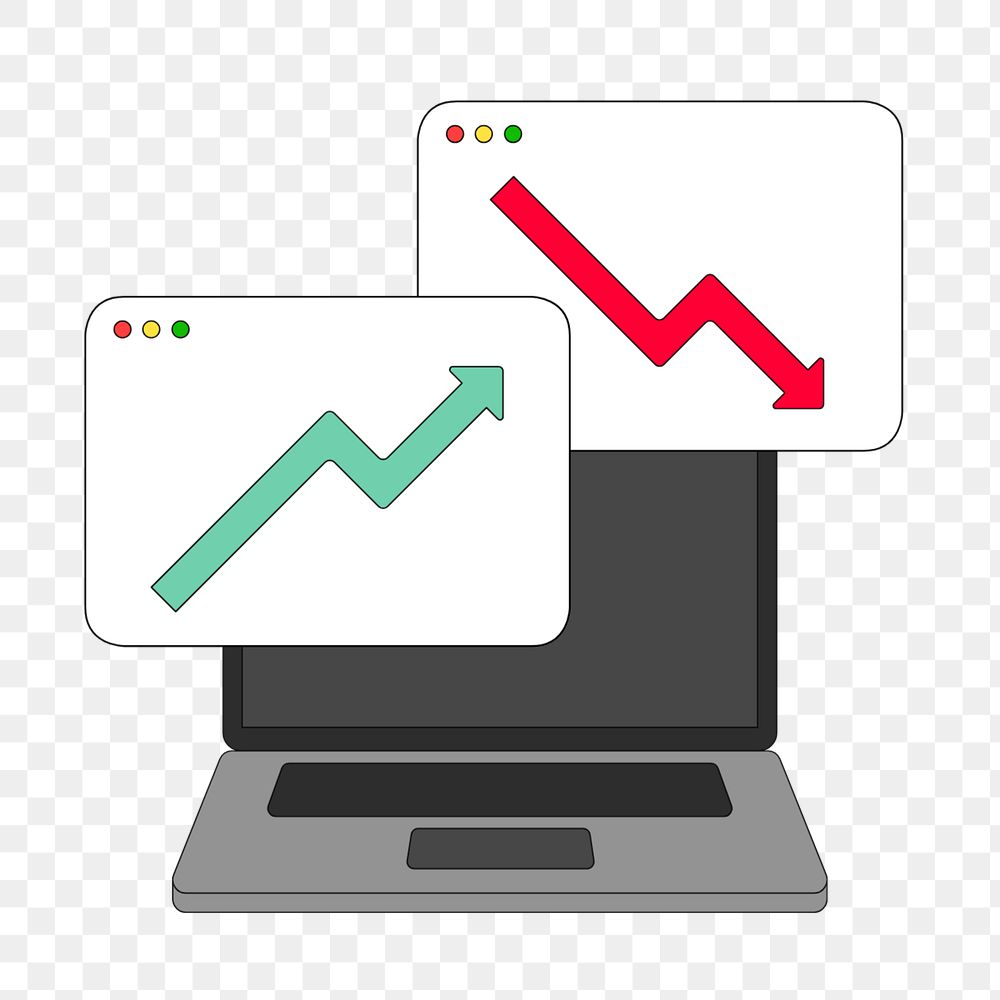 Upward & downward arrows, laptop illustration, editable design