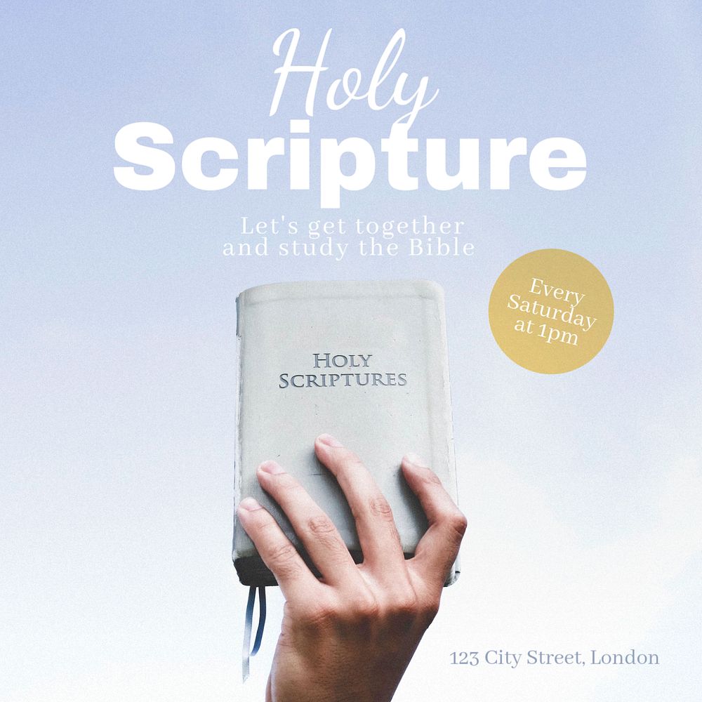 Bible study  Instagram post template, editable text