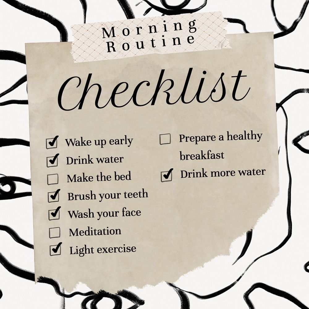 Morning routine Instagram post template, editable text