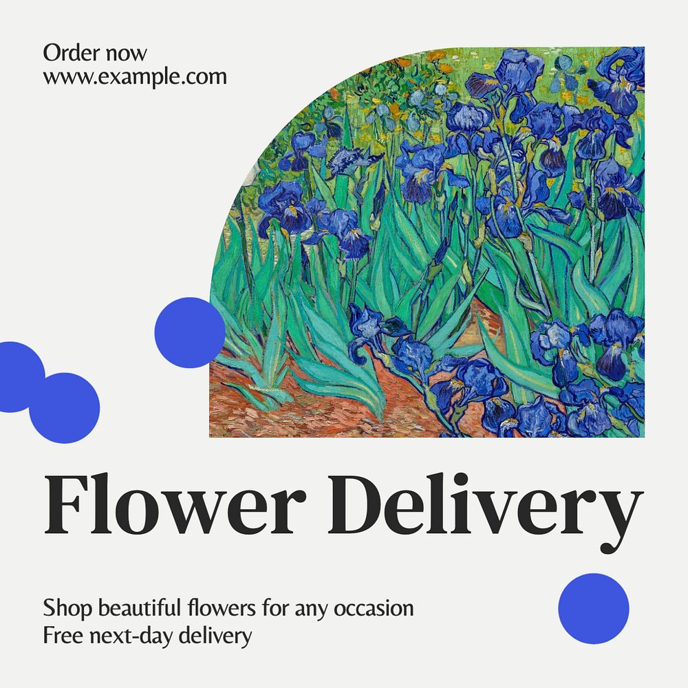 Flower delivery Instagram post template, editable text