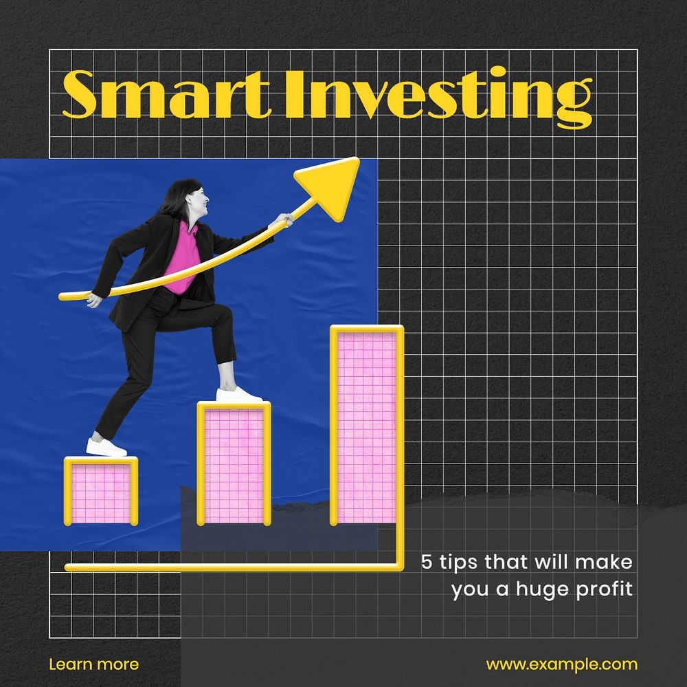 Smart investing Instagram post template, editable text