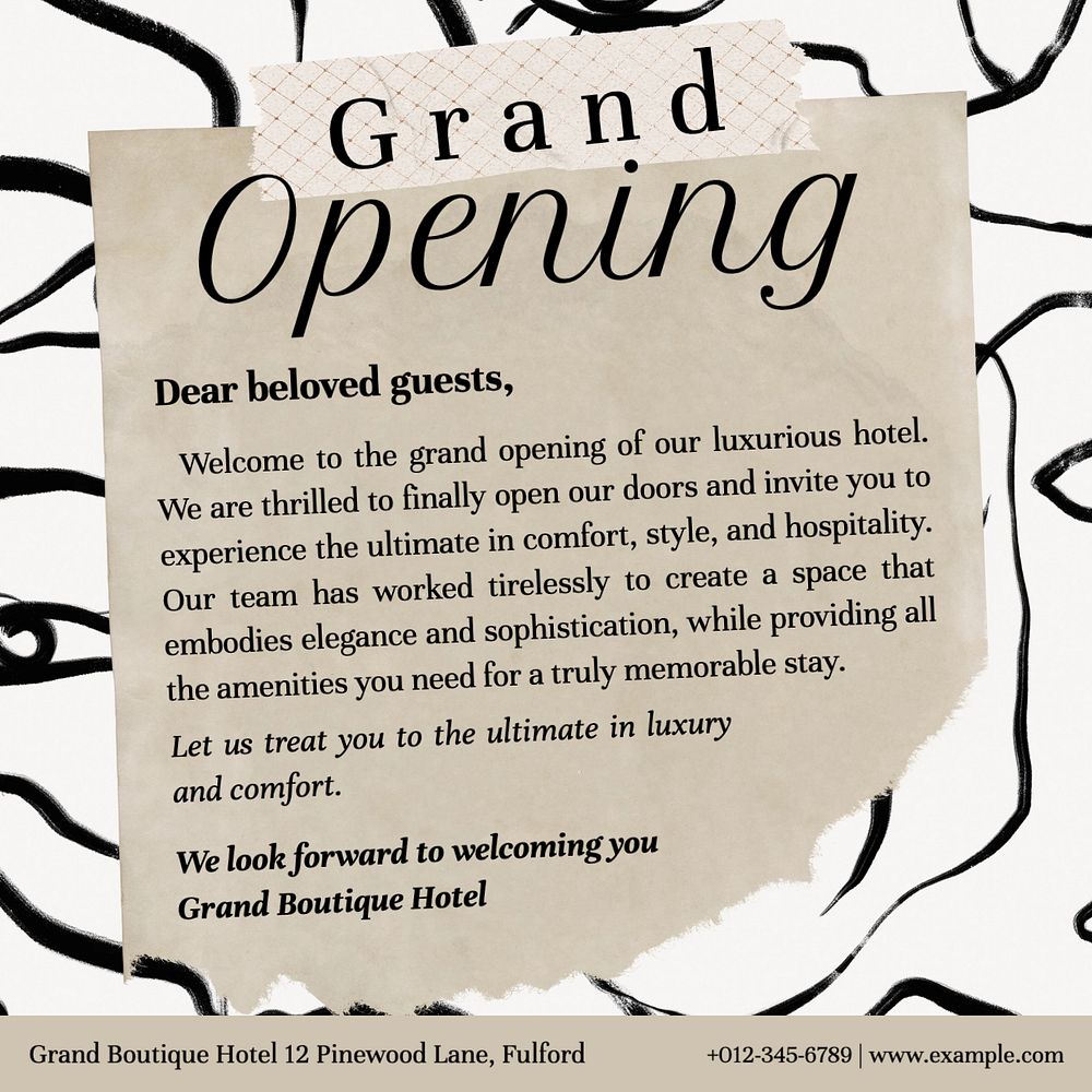 Grand opening Instagram post template, editable text