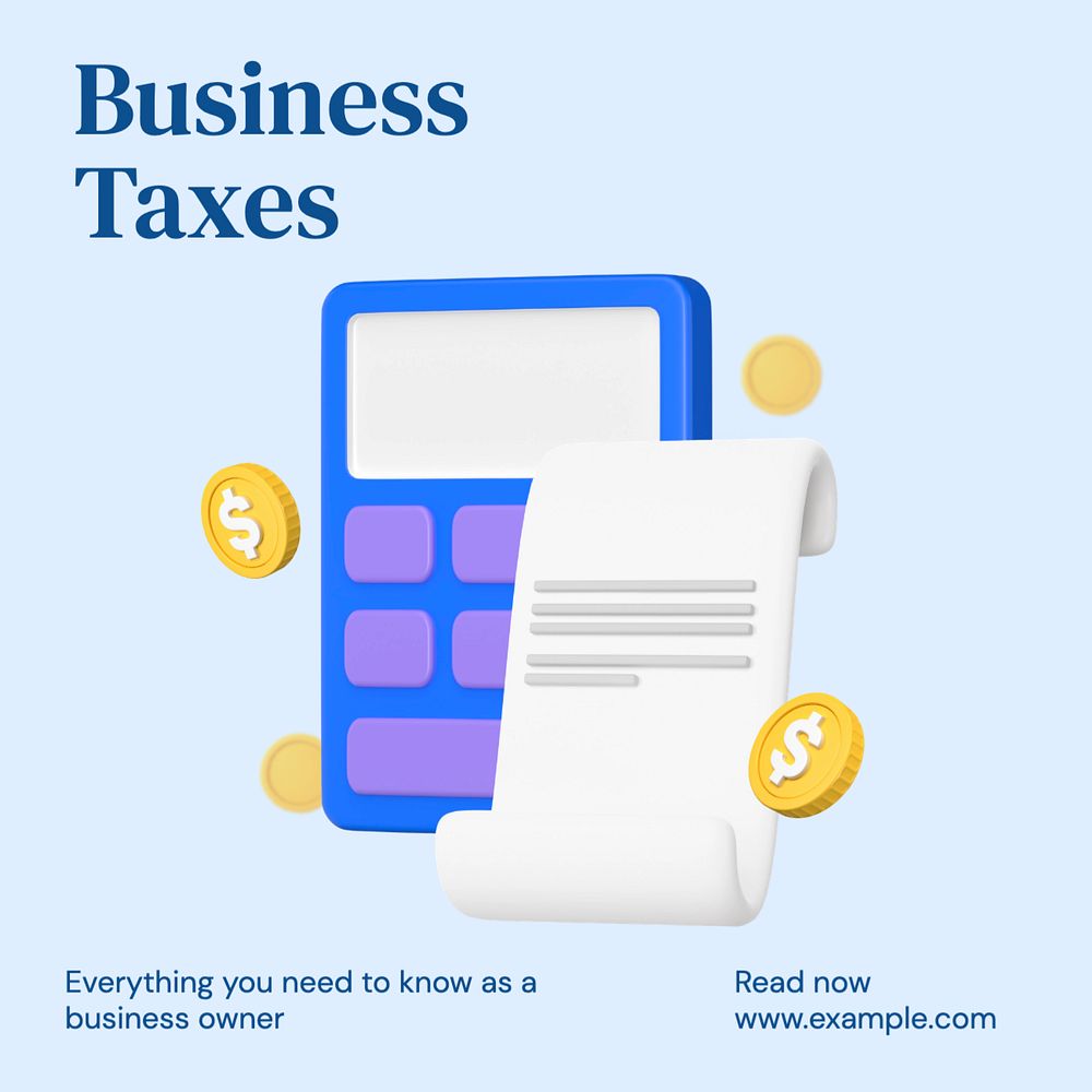 Business tax Instagram post template, editable text