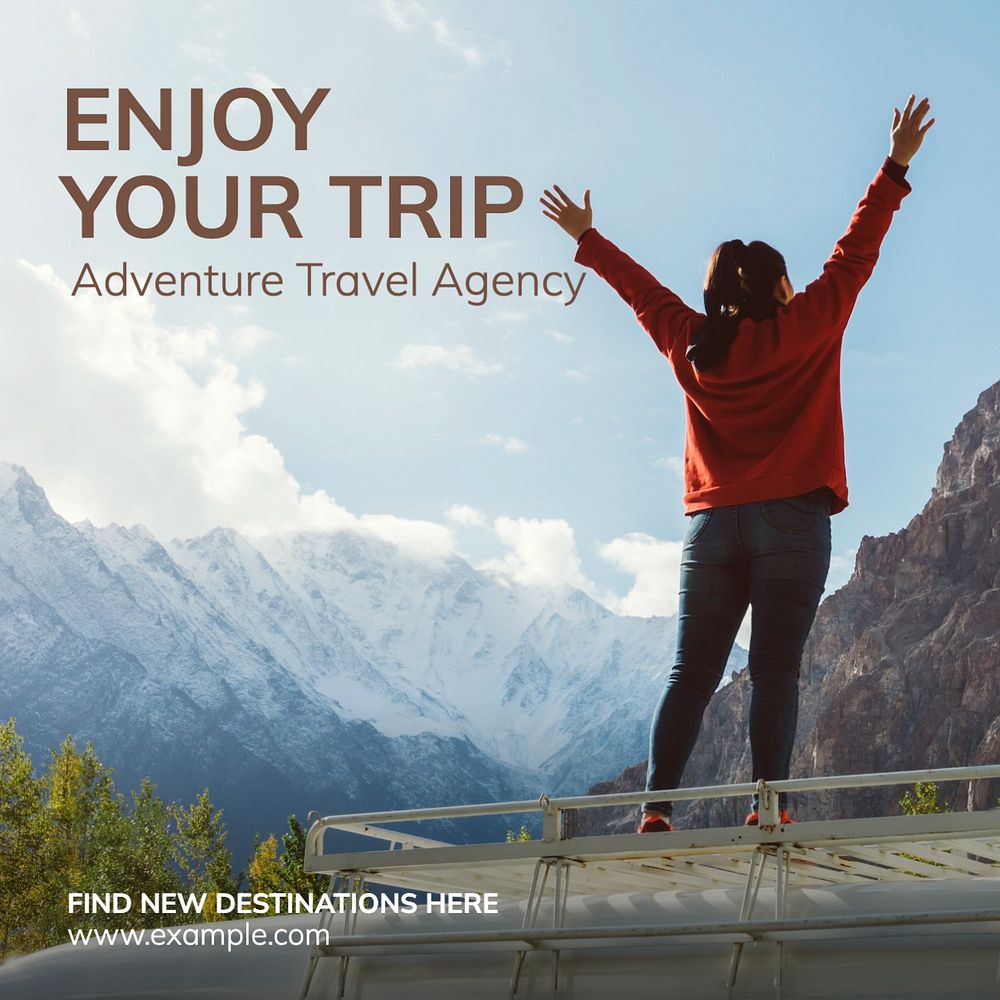 Enjoy your trip Instagram post template, editable text