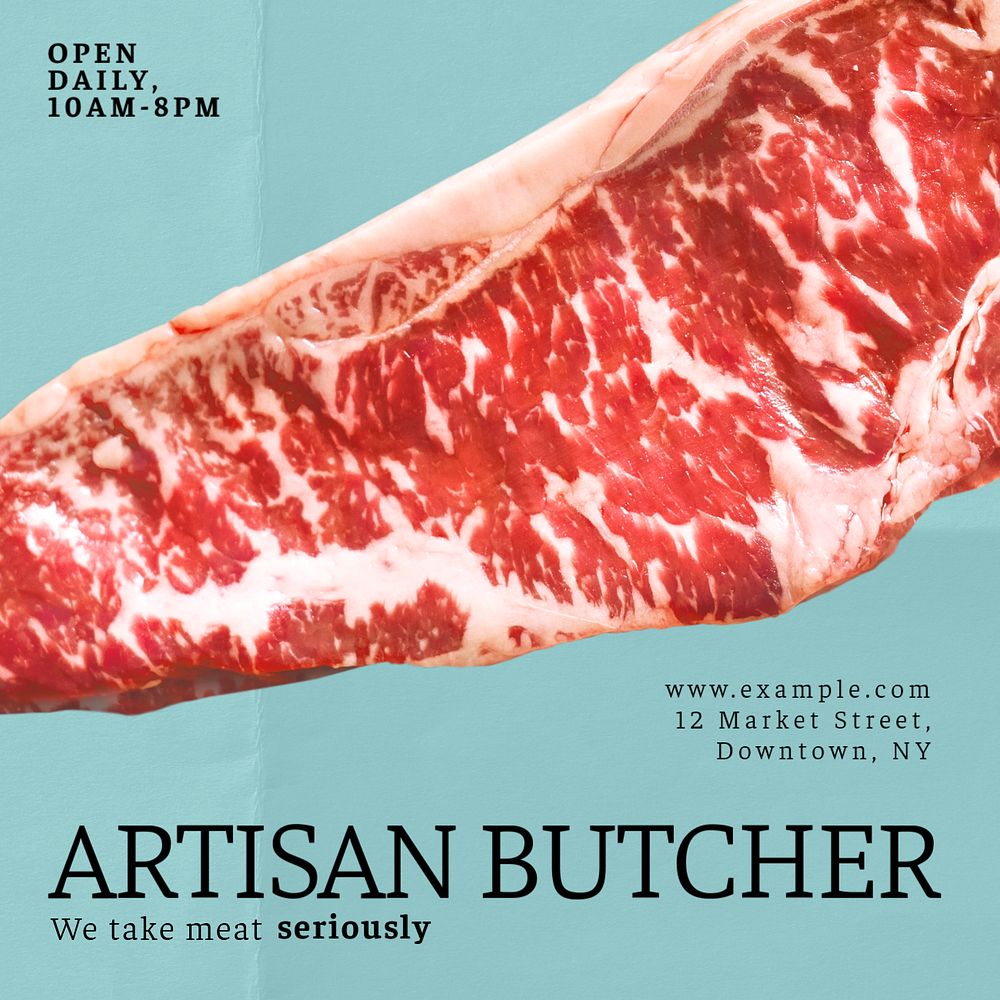 Artisan butcher Instagram post template, editable text