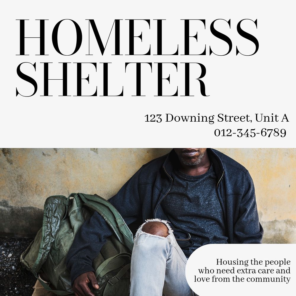 Homeless shelter volunteering Instagram post template, editable text