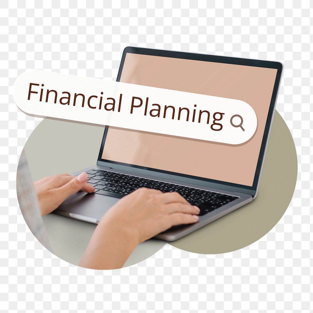 PNG Financial planning search screen laptop, editable design