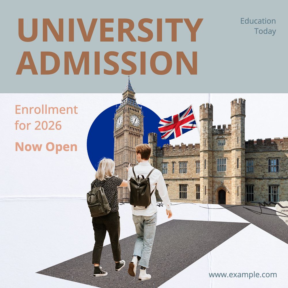 University admission Instagram post template, editable text