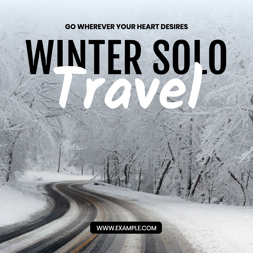 Winter Solo Travel Instagram post template, editable text