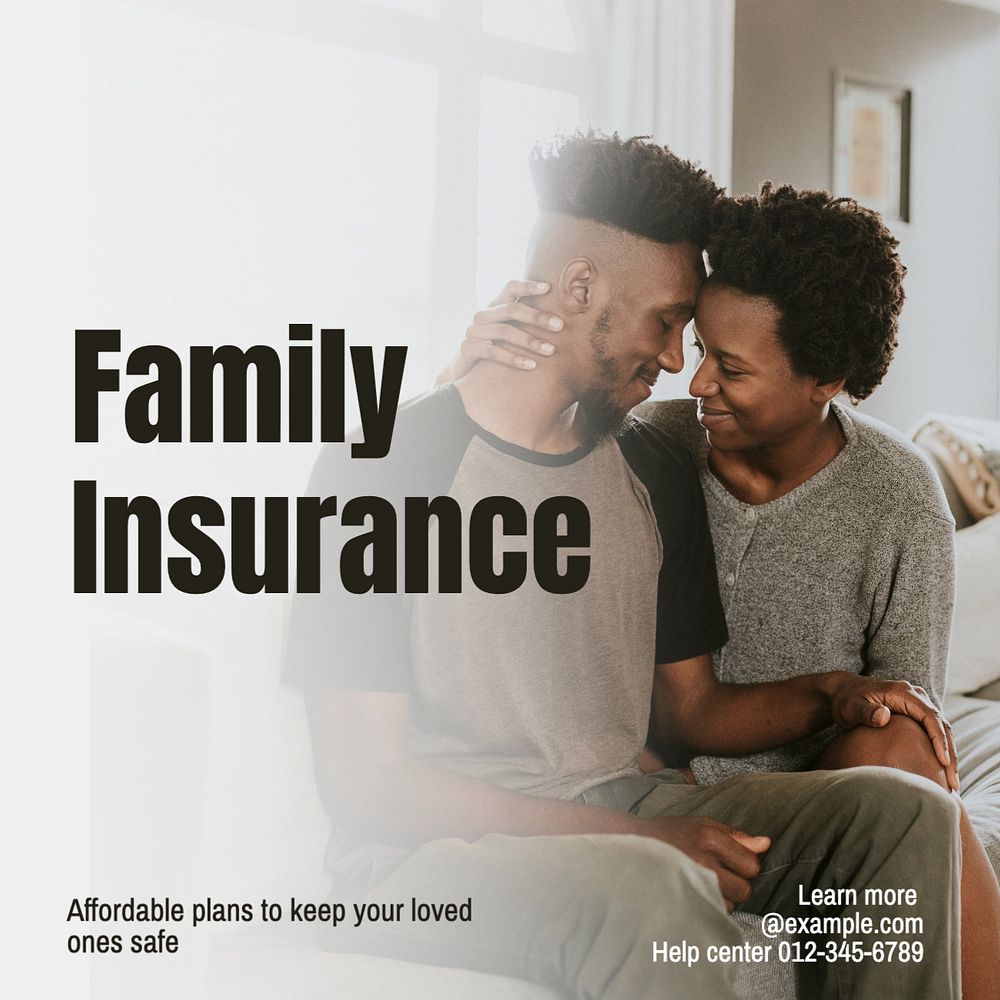 Family insurance Instagram post template, editable text