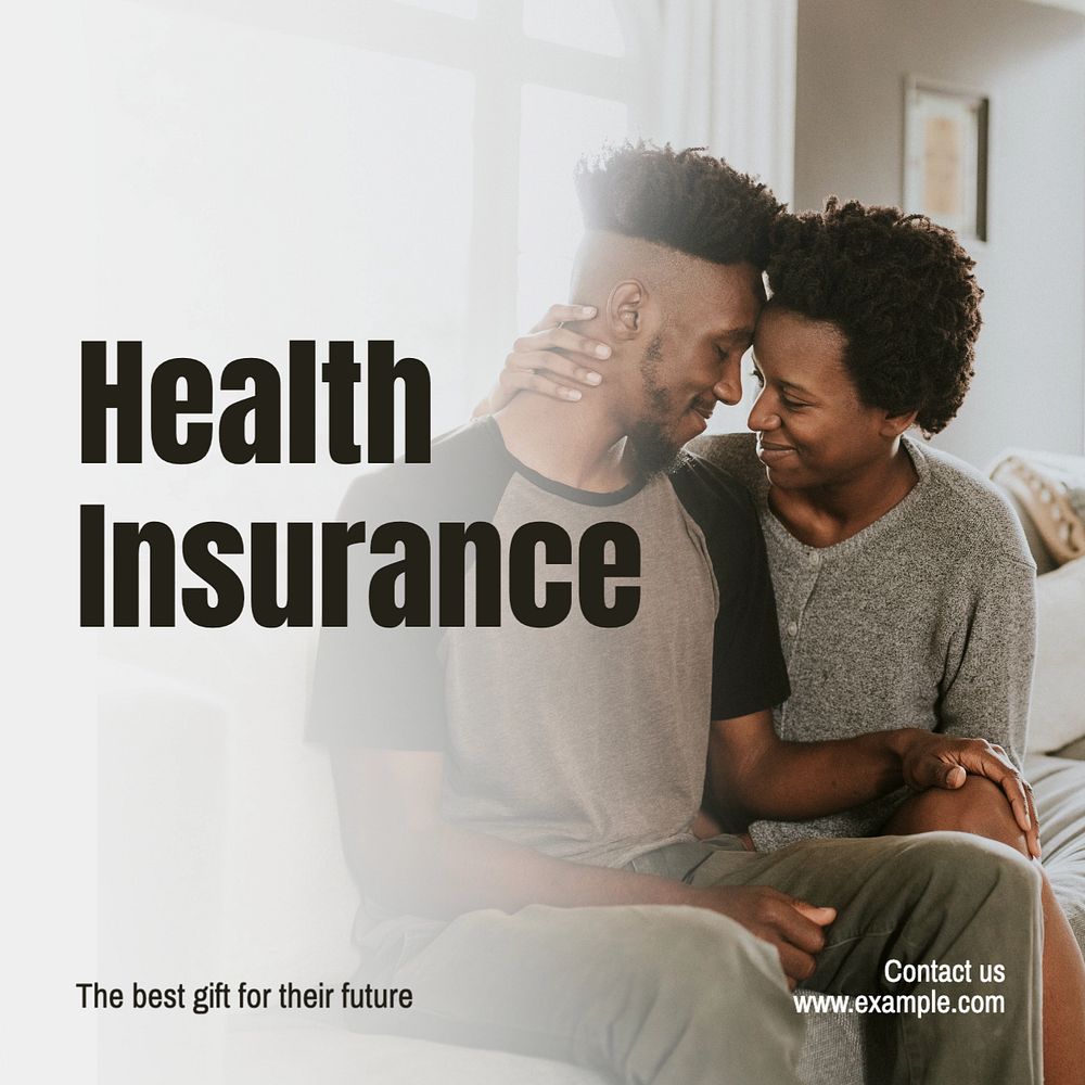 Health insurance Instagram post template, editable text