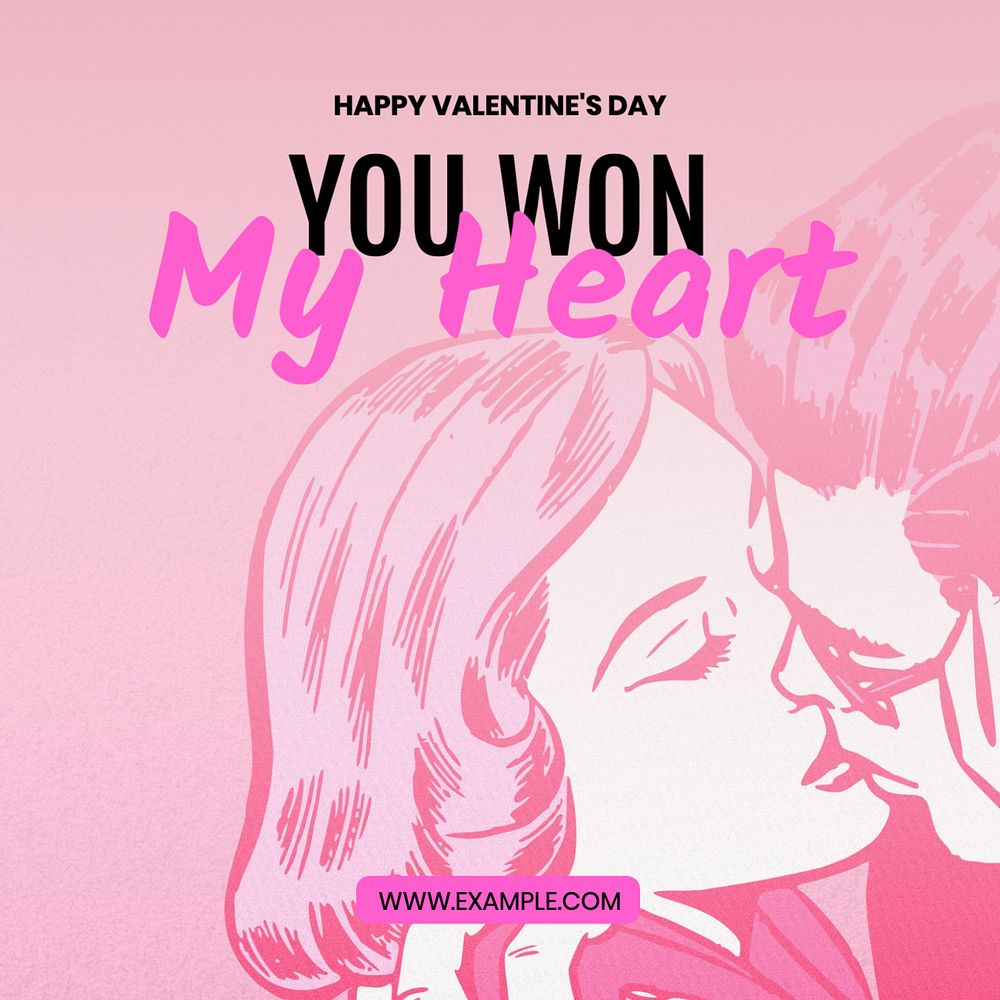 Valentine’s day Instagram post template, editable text