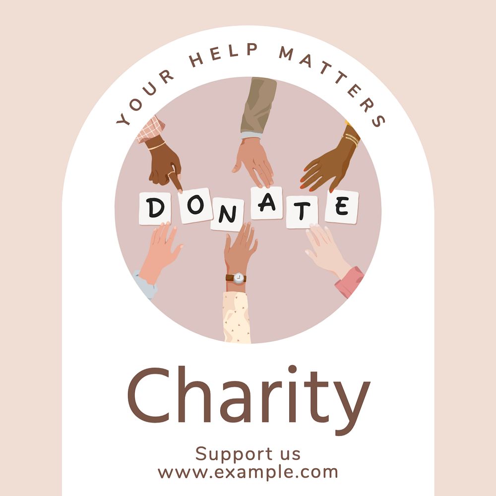 Charity Instagram post template, editable text