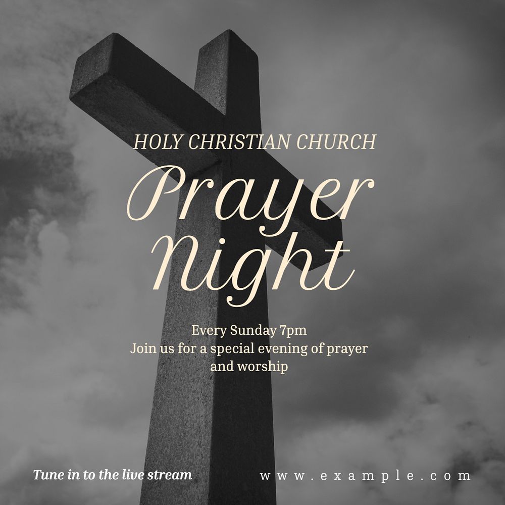 Prayer night Instagram post template, editable text