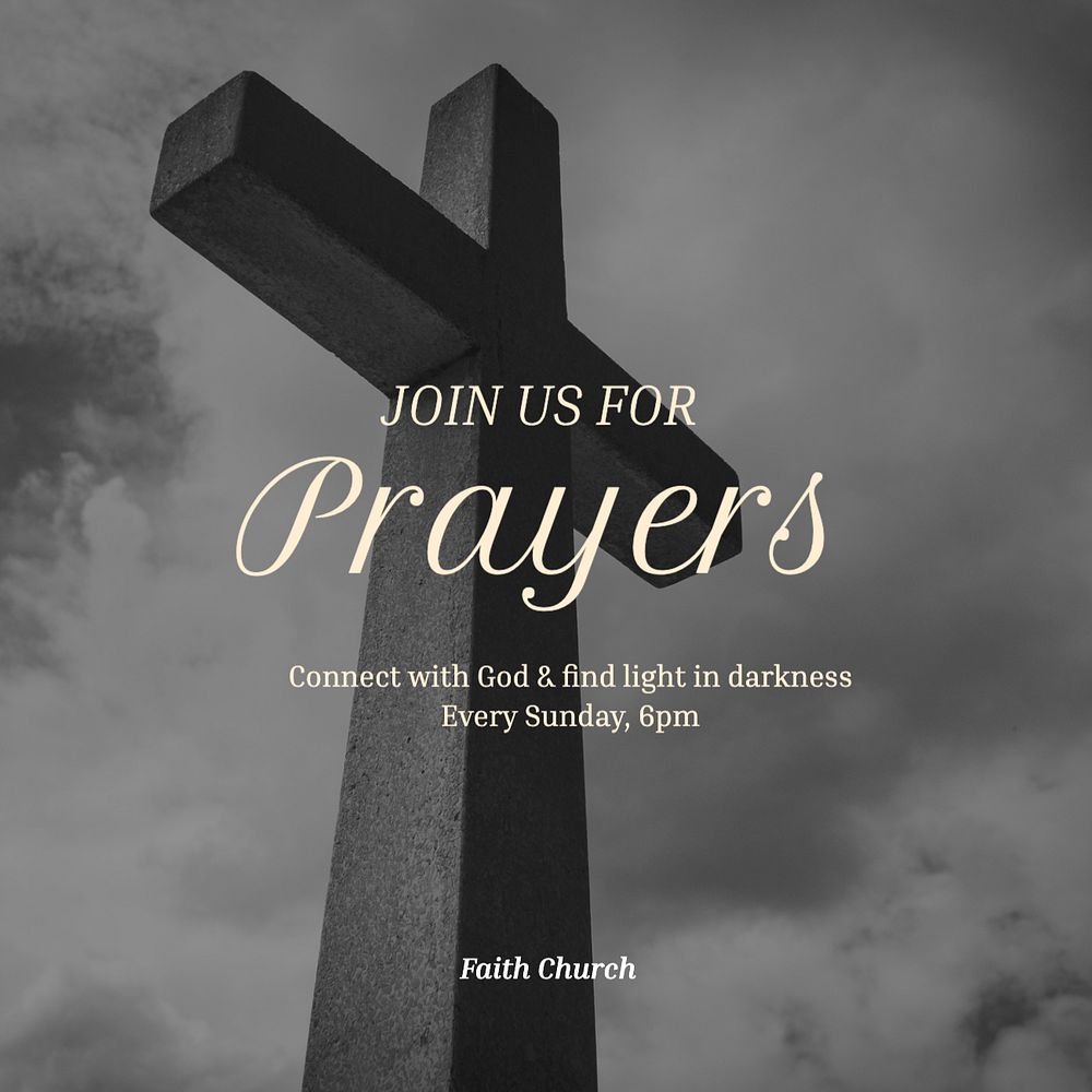 Prayers Instagram post template, editable text