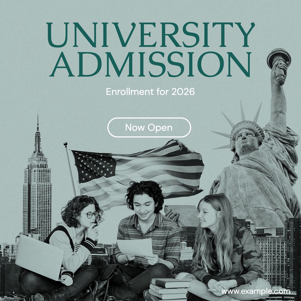 University admission Instagram post template, editable text