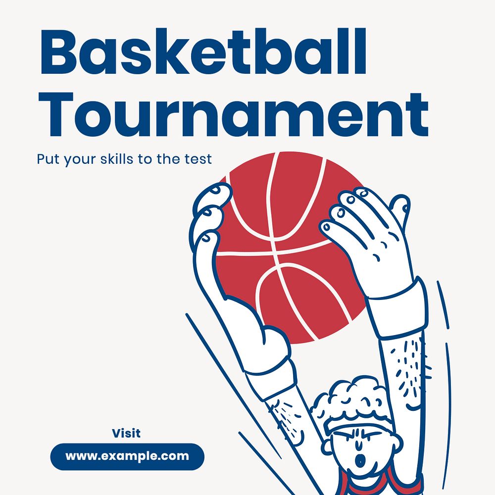 Basketball tournament  Instagram post template, editable text