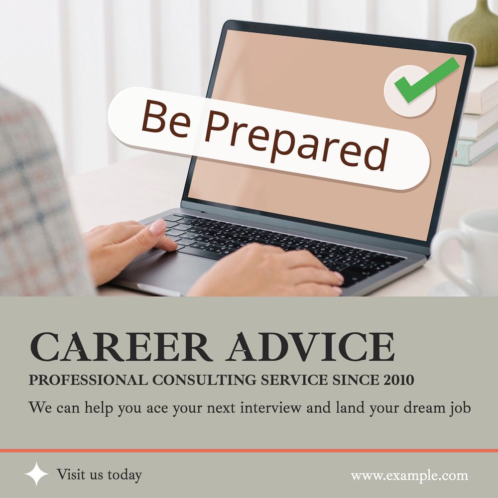 Career advice Instagram post template, editable text