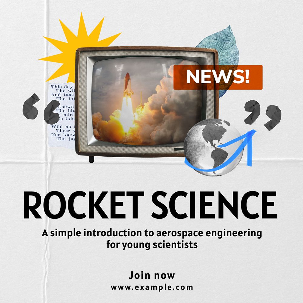 Rocket science Instagram post template, editable text