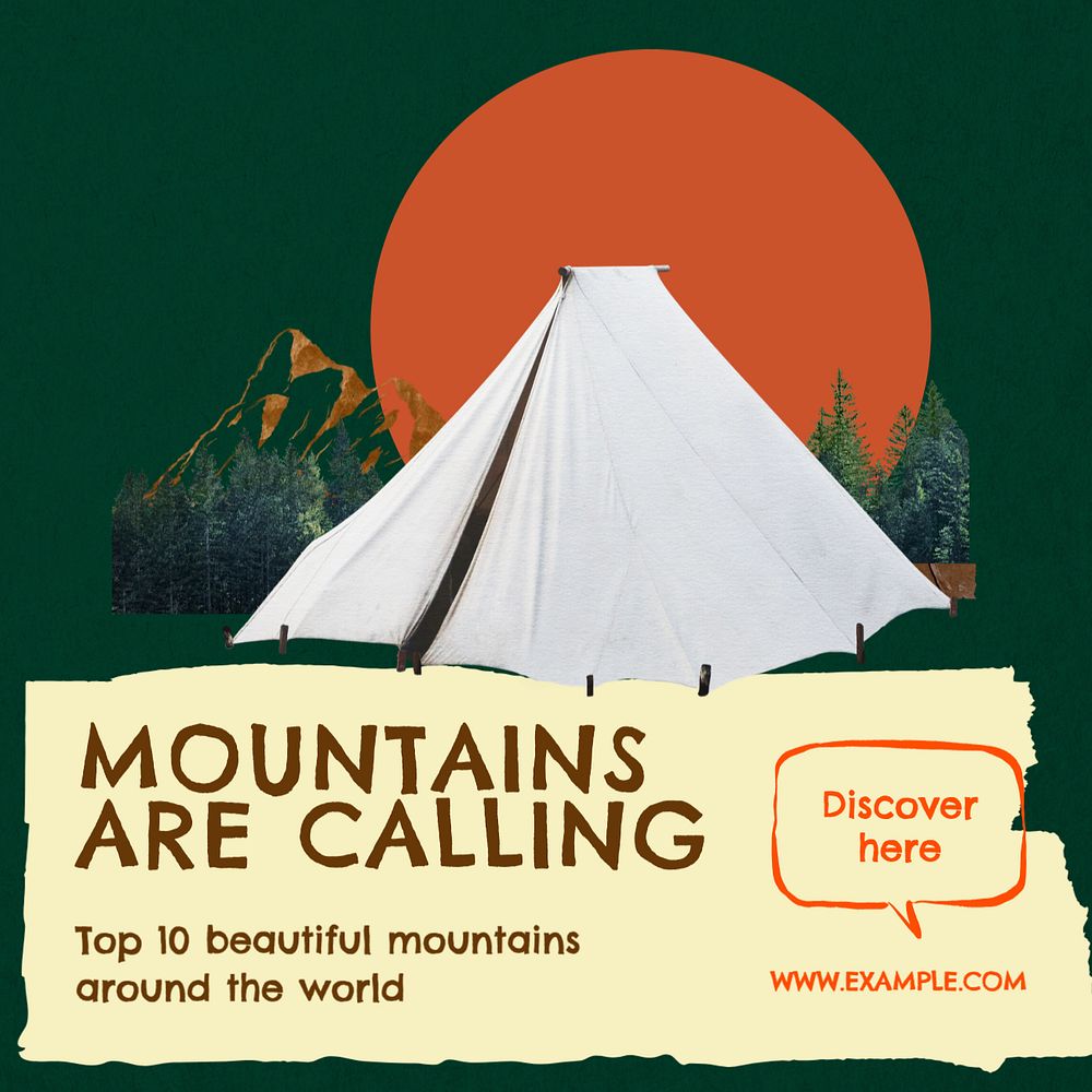 Mountains  Instagram post template, editable text