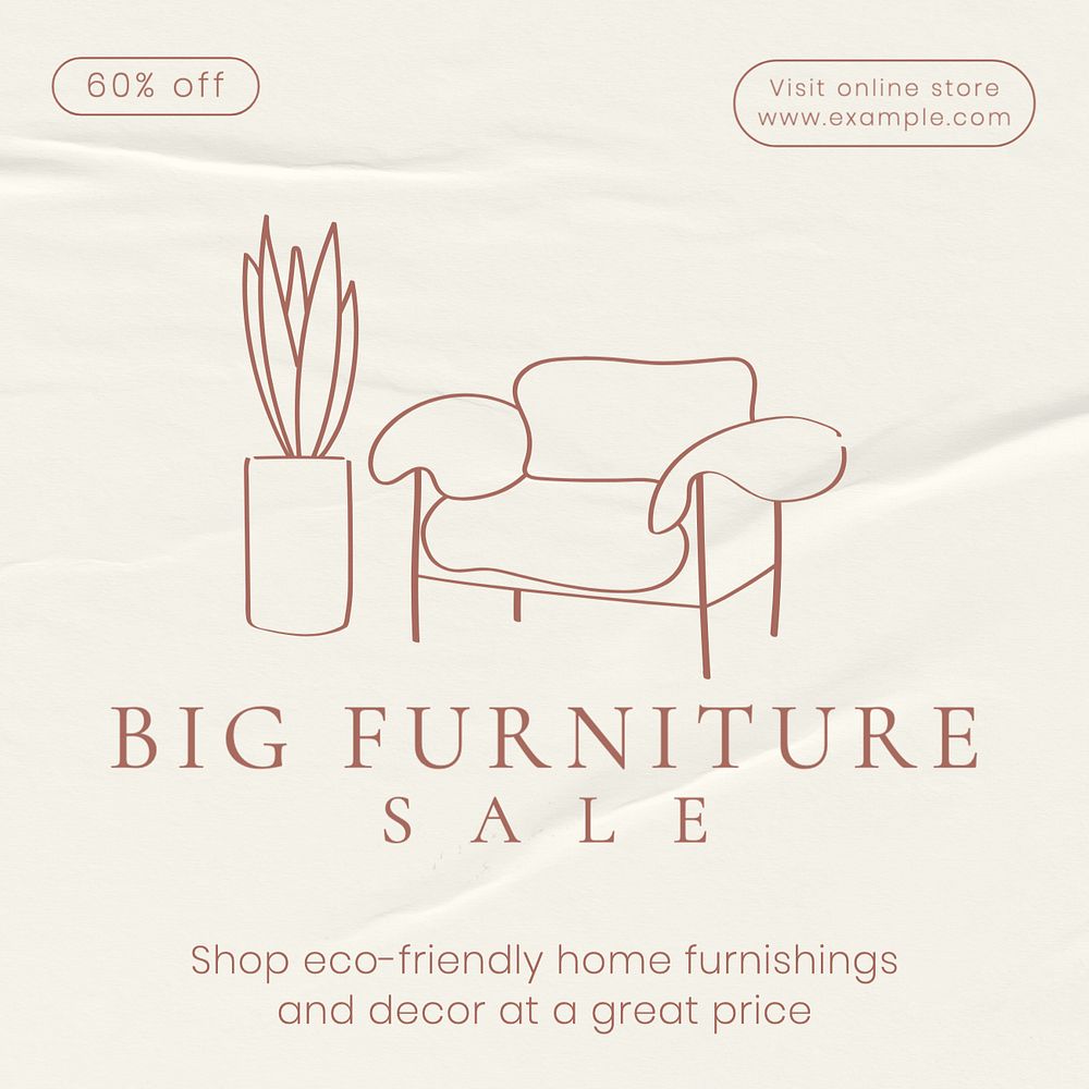 Furniture sale Instagram post template, editable text