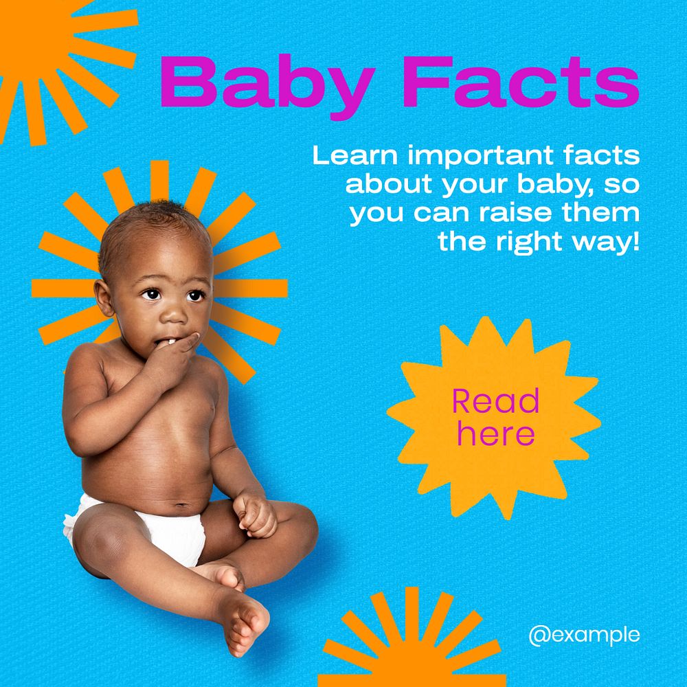 Baby facts Instagram post template, editable text