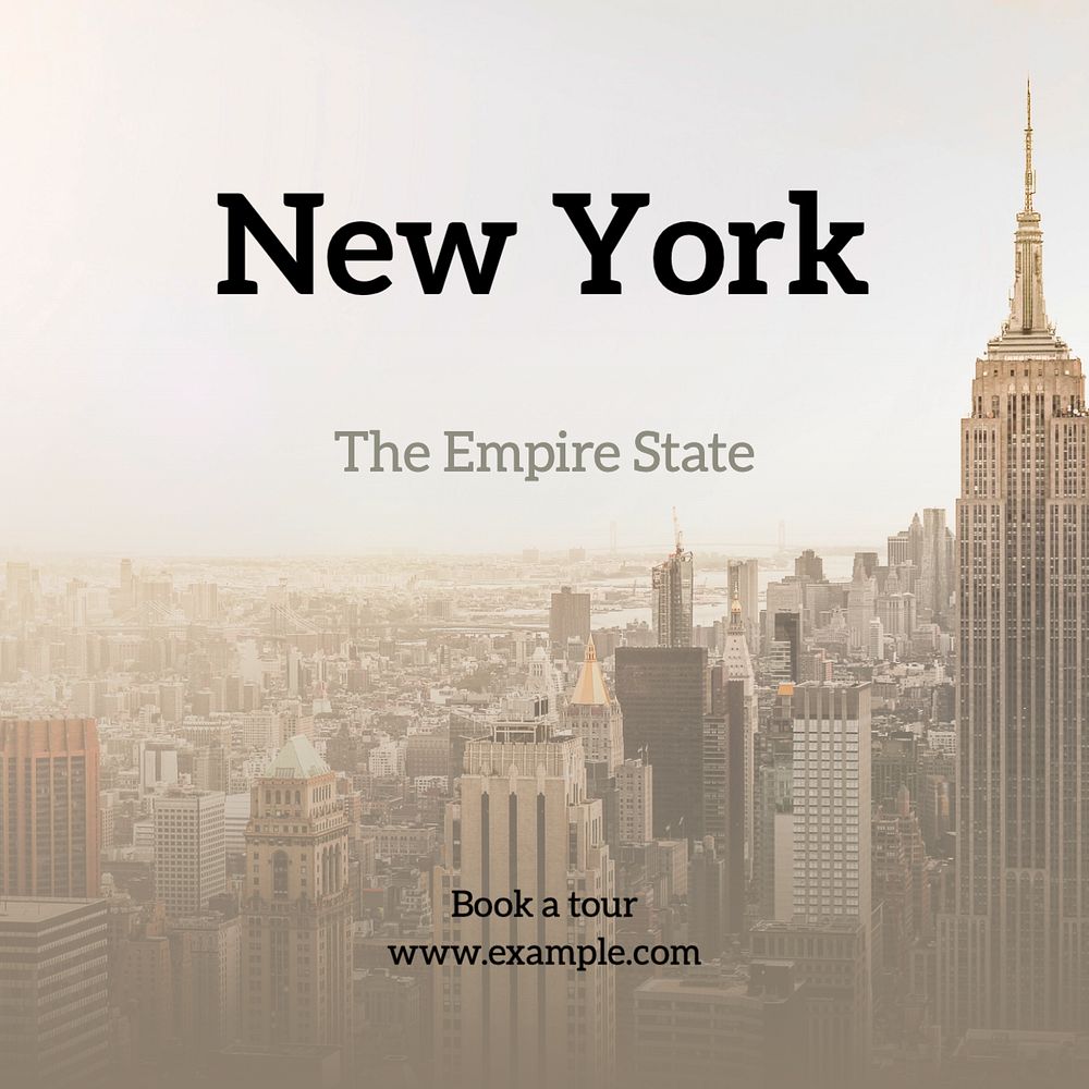 New york Instagram post template, editable text