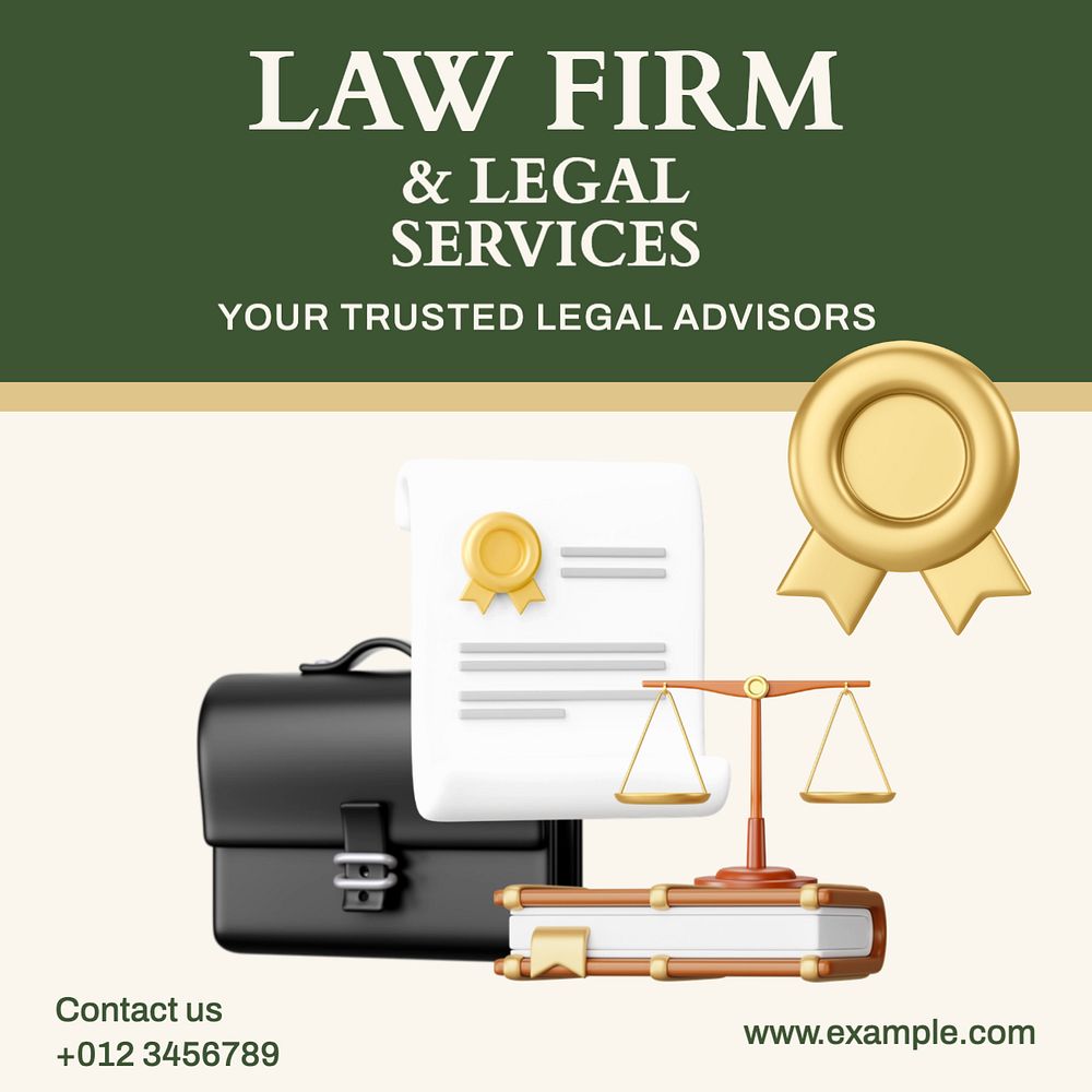 Law firm Instagram post template, editable text