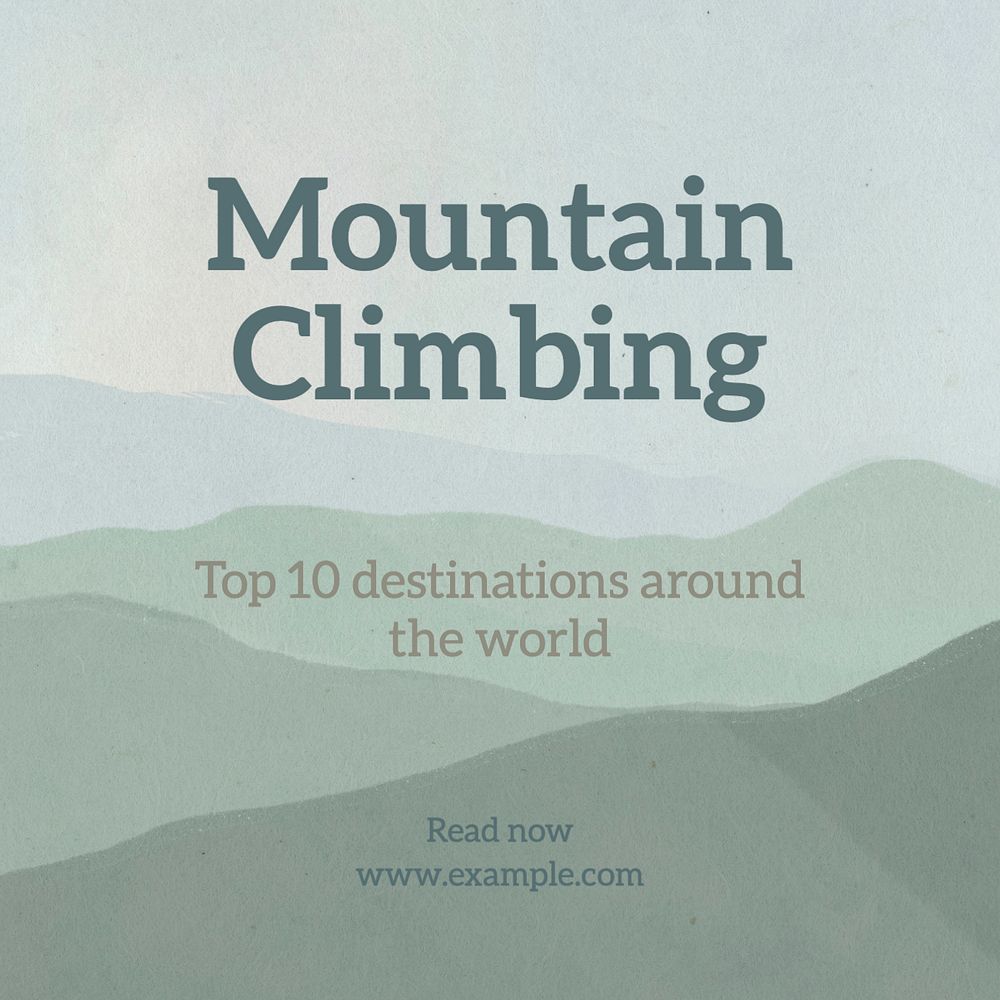 Mountain climbing Instagram post template, editable text