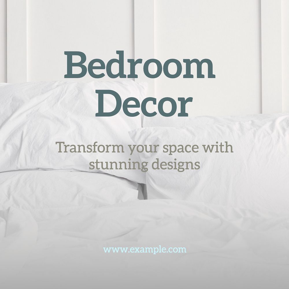 Bedroom decor Instagram post template, editable text