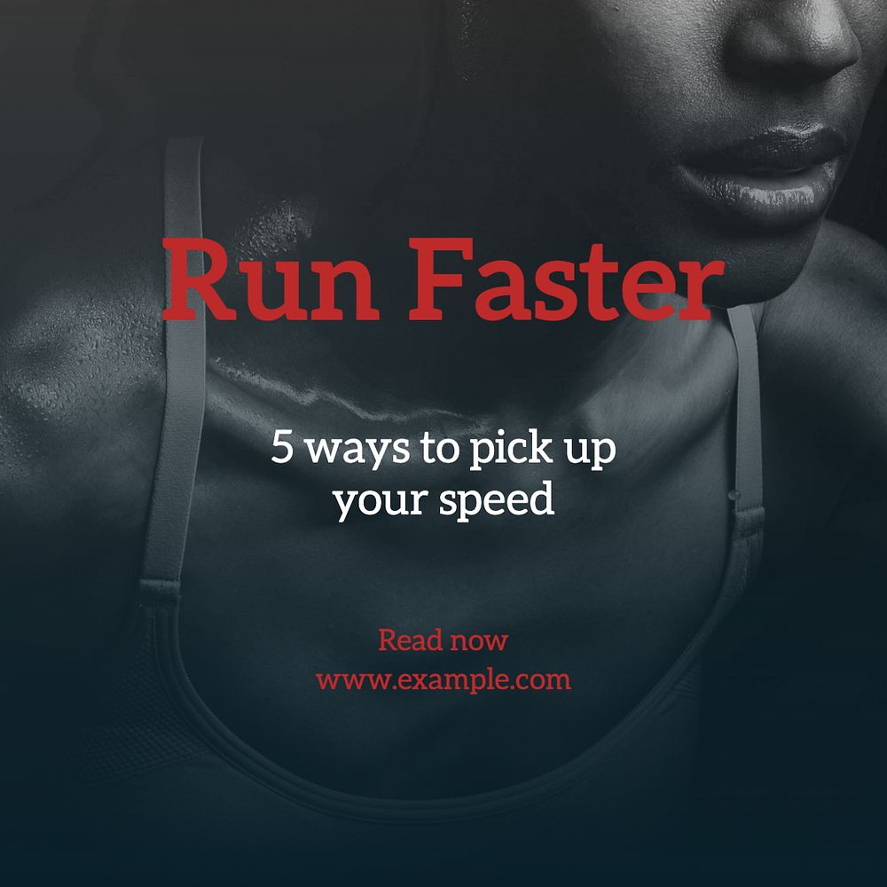 Run faster Instagram post template, editable text