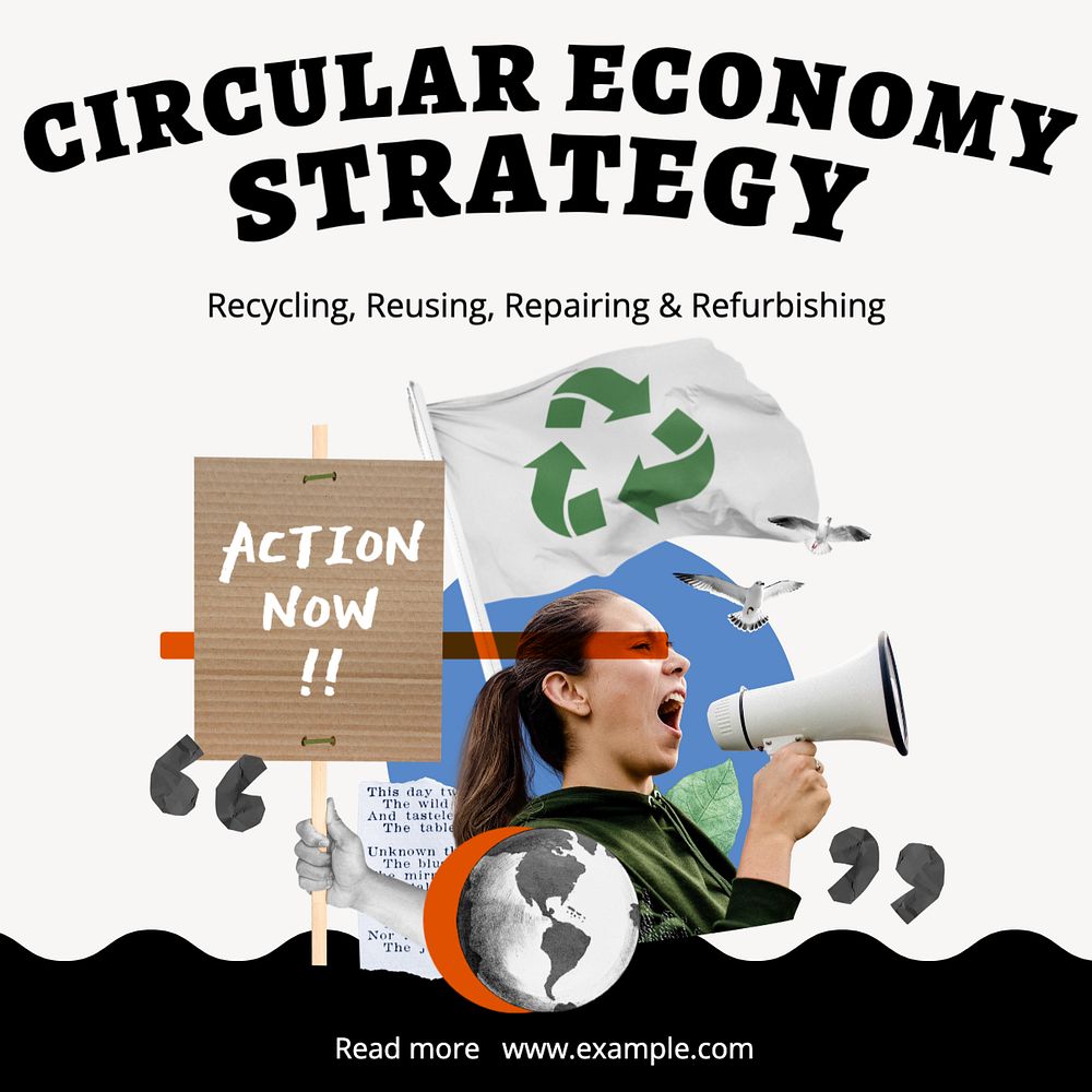 Circular economy Instagram post template, editable text