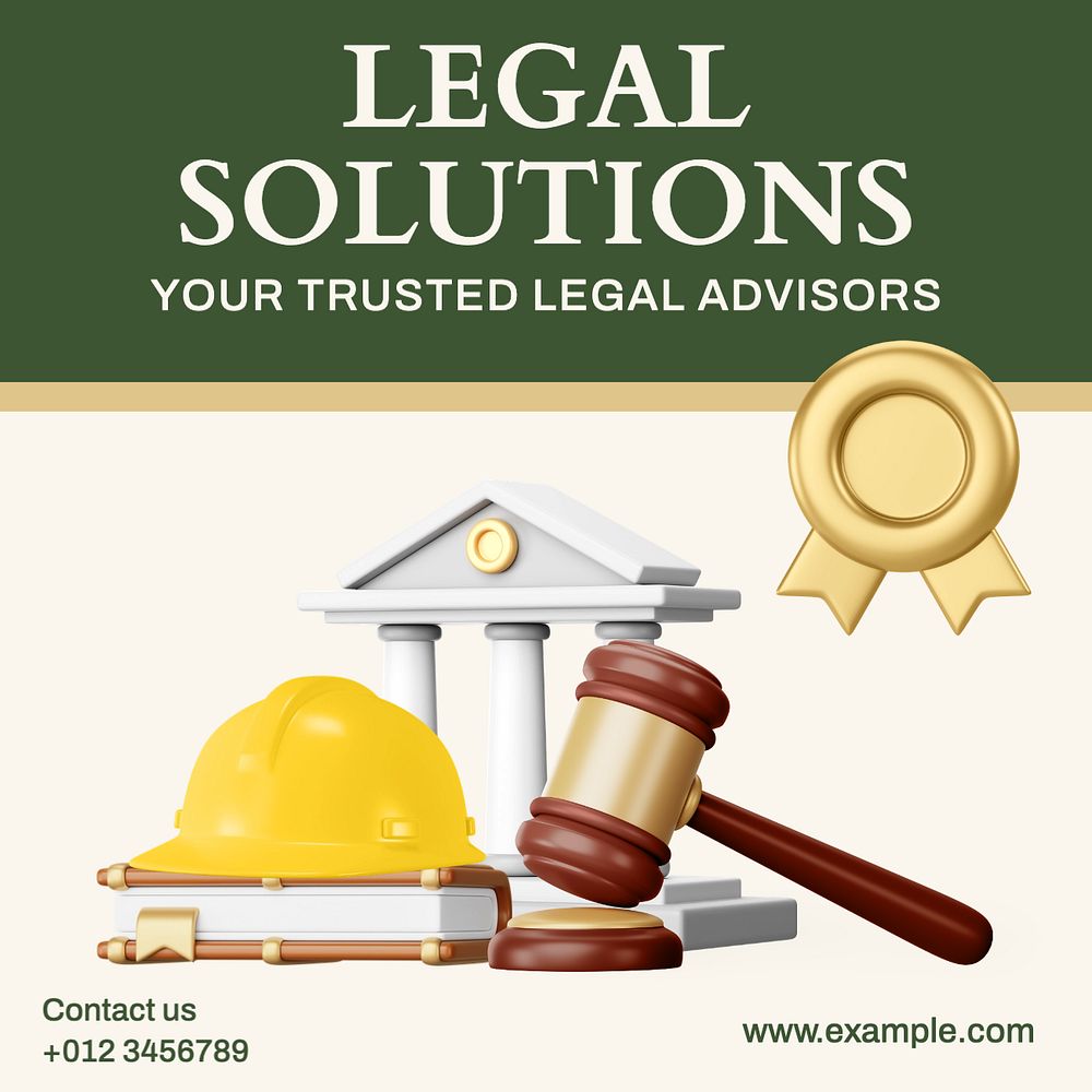 Legal solution Instagram post template, editable text