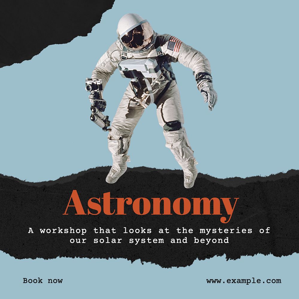 Astronomy workshop Instagram post template, editable text