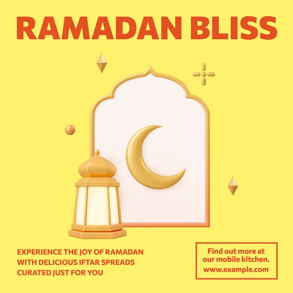 Ramadan bliss Instagram post template, editable text