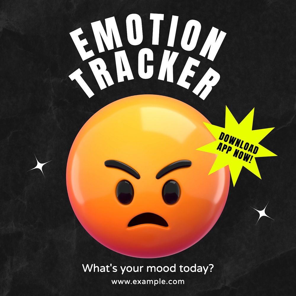 Emotion tracker Instagram post template, editable text